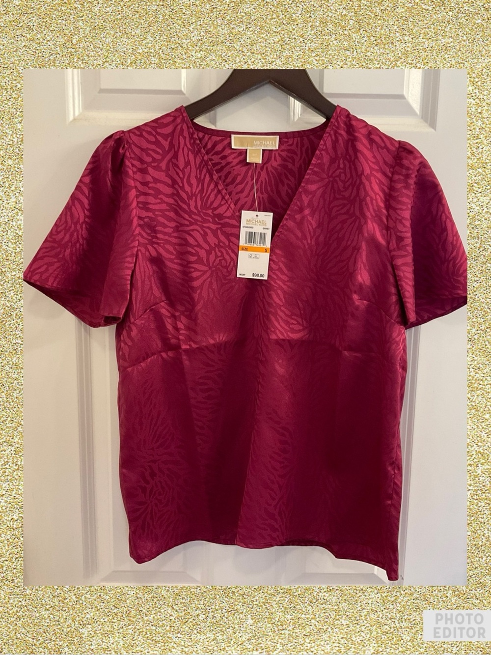 MICHAEL Michael Kors Garnet Zebra Print Top - NWT - Size Small